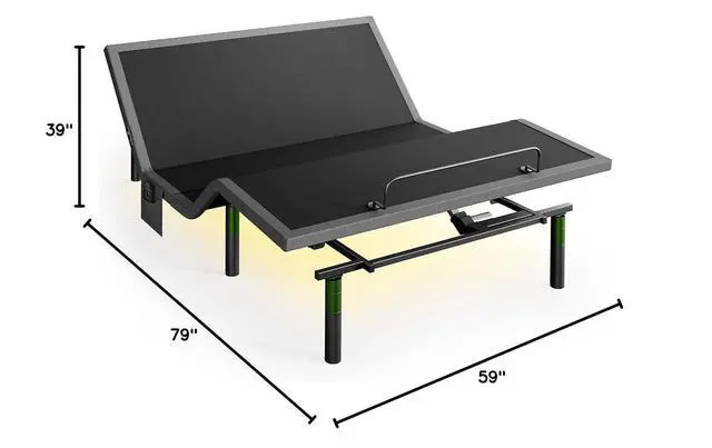 Alt view image 2 of 7 - Queen Adjustable Bed Base Frame, 4 Ports USB A&C Adjustable Bed Base with Under-Bed Nightlight, 3 Minutes Fast Assembly, Wireless Remote Control Adjustable Bed with 4 Height Options