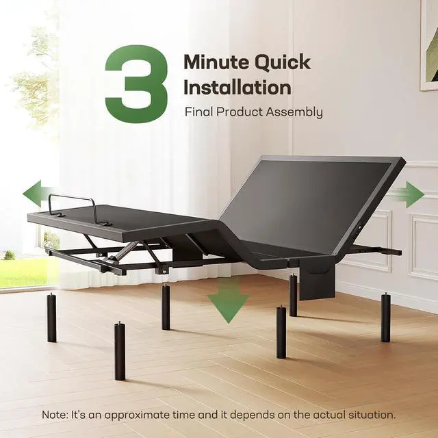 Alt view image 3 of 7 - MS01 Queen Adjustable Bed Frame + 10-inch Gel Memory Foam Mattress, Adjustable Bed Base with Under-Bed Nightlight, Wireless Remote Control Adjustable Bed with 4 Height Options, Queen