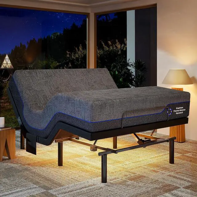 Main image of NS0 Adjustable Base with Mattress Set, Queen Adjustable Bed Frame + 10-inch Cooling Gel Memory Foam Mattress, Dual Motor Bed Frame with Wireless Remote, CertiPUR-US Certified