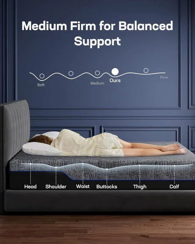 Alt view image 4 of 7 - NS1 Massage Adjustable Base with Mattress Set, Queen Adjustable Bed Frame + 10-inch Cooling Gel Memory Foam Mattress, Dual Motor Bed Frame with Wireless Remote, CertiPUR-US Certified, Grey