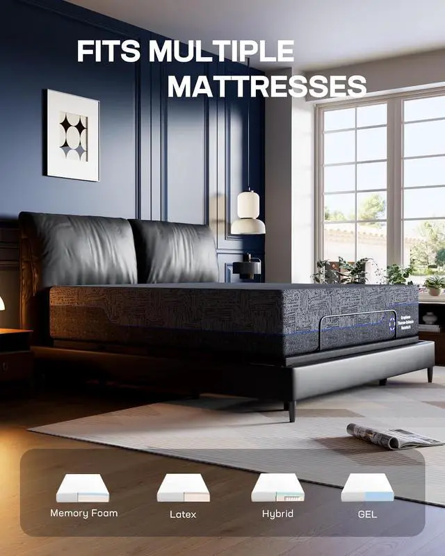 Alt view image 7 of 7 - NS0 Adjustable Base with Mattress Set, Queen Adjustable Bed Frame + 10-inch Cooling Gel Memory Foam Mattress, Dual Motor Bed Frame with Wireless Remote, CertiPUR-US Certified