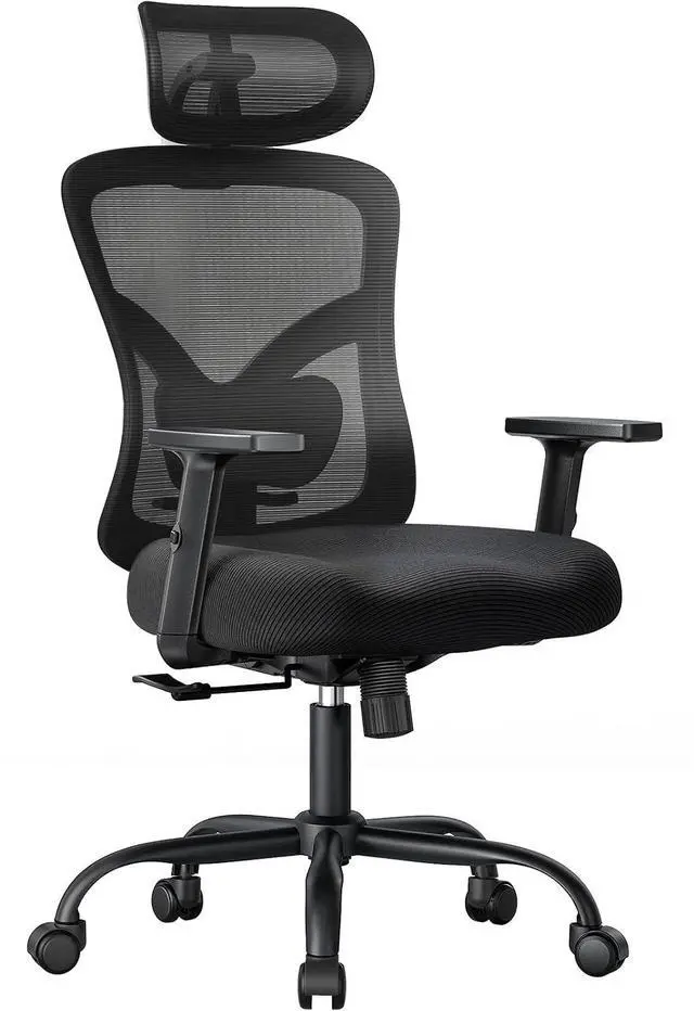 Main image of Ergonomic Office Chair with Padded Lumbar Support, 2D Headrest, Adjustable Armrests, Upgraded Contoured Seat Cushion, 130° Rocking Tilt, Computer Gaming Chair for Home Office