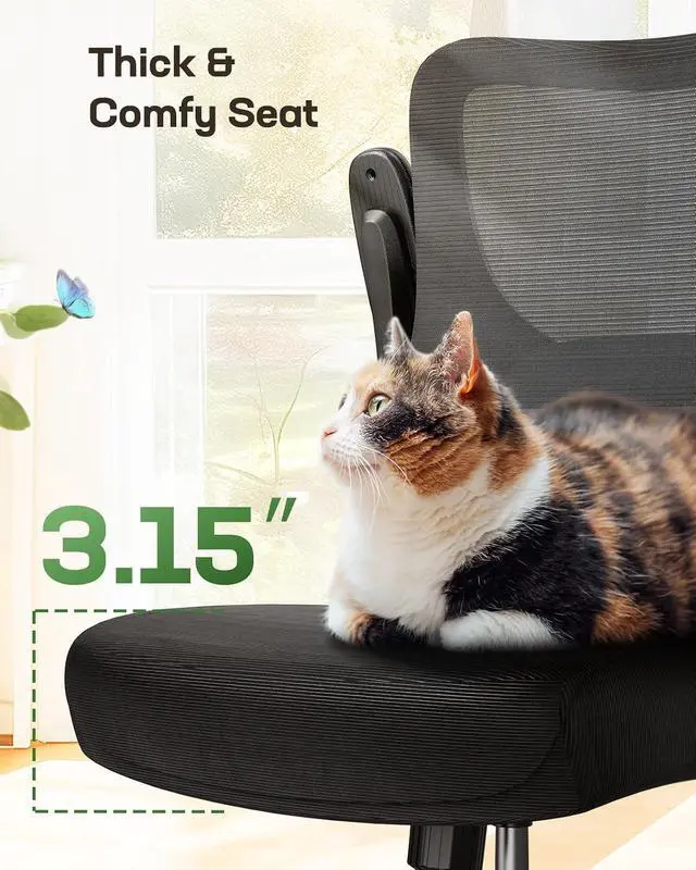Alt view image 6 of 7 - Drafting Chair, Tall Office Chair with 2D Lumbar Support, Standing Desk Chair with Padded Flip-Up Armrests & Adjustable Footrest Ring, Black