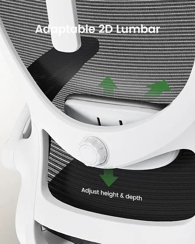 Alt view image 3 of 7 - Ergonomic Office Chair: Office Desk Chair with High Back Mesh and Adjustable Lumbar Support Rolling Work Swivel Task Chairs with Wheel 3D Armrests and Headrest