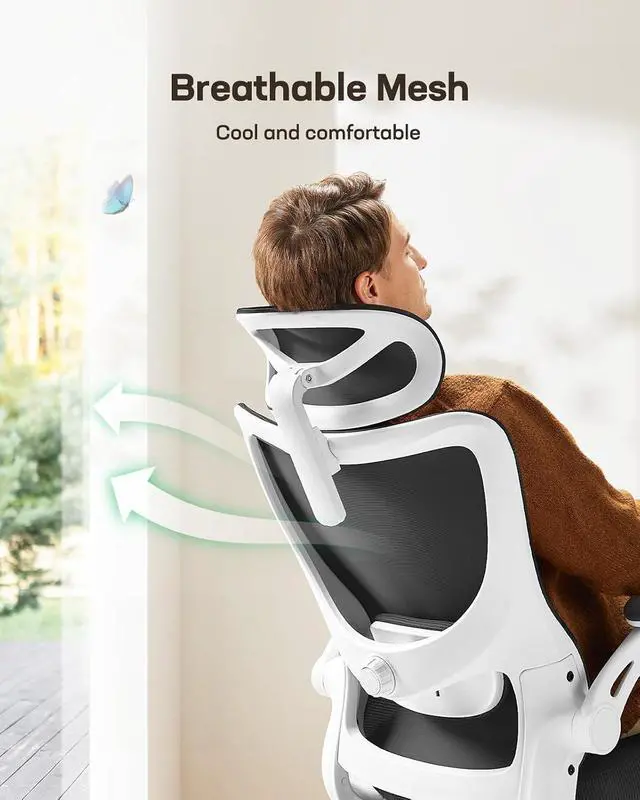 Alt view image 4 of 7 - Ergonomic Office Chair: Office Desk Chair with High Back Mesh and Adjustable Lumbar Support Rolling Work Swivel Task Chairs with Wheel 3D Armrests and Headrest