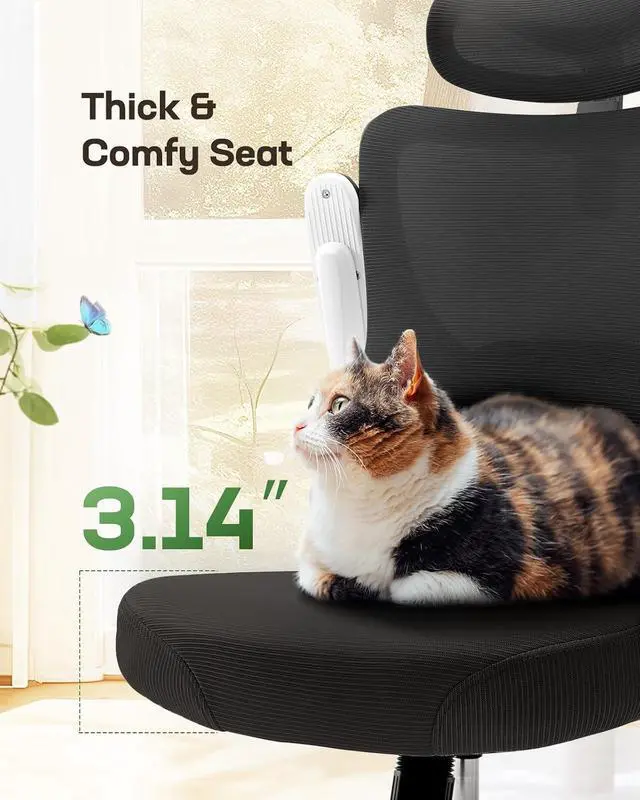 Alt view image 5 of 7 - Ergonomic Office Chair: Office Desk Chair with High Back Mesh and Adjustable Lumbar Support Rolling Work Swivel Task Chairs with Wheel 3D Armrests and Headrest