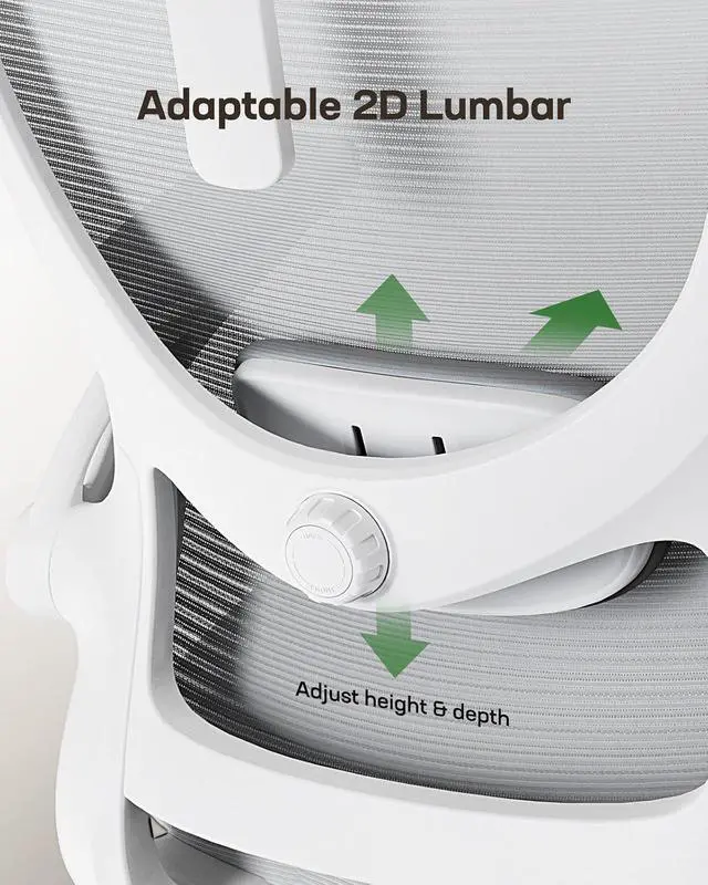 Alt view image 3 of 7 - Ergonomic Office Chair: Office Computer Desk Chair with High Back Mesh and Adjustable Lumbar Support Rolling Work Swivel Task Chairs with Wheel 3D Armrests and Headrest