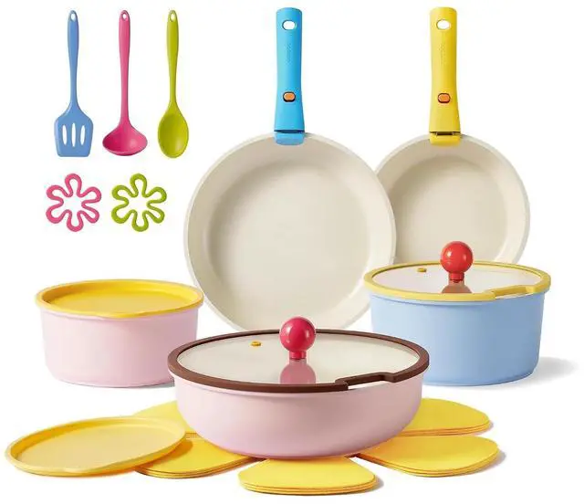 Main image of 20pcs Ceramic Cookware Set Detachable Handle, Pots and Pans Set Nonstick, Induction Cookware with Removable Handle, RV Dishwasher Oven Safe, PFOA Free