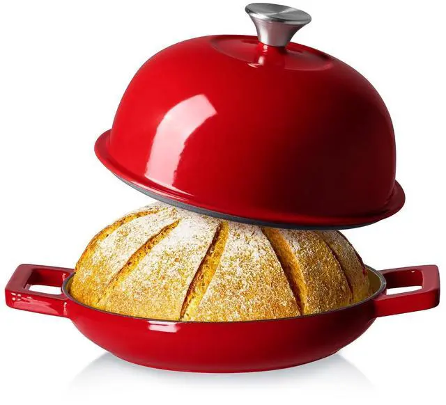 Main image of Enameled Cast Iron Bread Dutch Oven, Round Bread Oven Pot with Dome Lid for Homemade Sourdough Bread Baking, Healthy & Non-Toxic, Dual Handles, All Stovetop Compatible, Oven Safe up to 500° F, 5 Quart