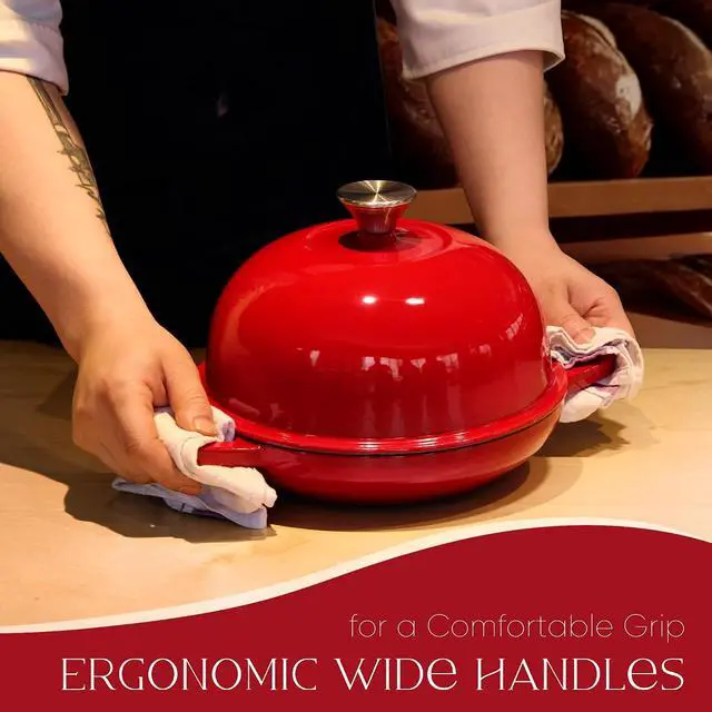 Alt view image 6 of 7 - Enameled Cast Iron Bread Dutch Oven, Round Bread Oven Pot with Dome Lid for Homemade Sourdough Bread Baking, Healthy & Non-Toxic, Dual Handles, All Stovetop Compatible, Oven Safe up to 500° F, 5 Quart