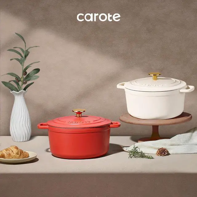Alt view image 7 of 7 - Enameled Cast Iron Dutch Oven Pot with Lid, 4 QT Dutch Ovens, Heavy-Duty Cast Iron Pot for Sourdough Bread Baking, Braising, Stews, Roasting, Healthy & Non-Toxic, Dual Handles, All Stovetop Compatible