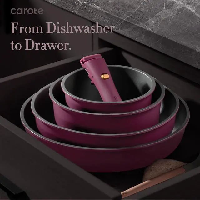 Alt view image 4 of 7 - 38-Piece Nonstick Pots and Pans Set with Knife Set, Cookware Sets with Detachable Handle, Kitchen Cooking Set - Camping Cookware, Dishwasher & Oven Safe, Induction Compatible