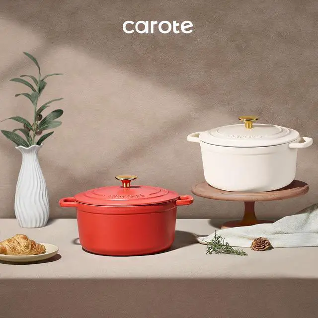 Alt view image 7 of 7 - Enameled Cast Iron Dutch Oven Pot with Lid, 4 QT Dutch Ovens, Heavy-Duty Cast Iron Pot for Sourdough Bread Baking, Braising, Stews, Roasting, Healthy & Non-Toxic, Dual Handles, All Stovetop Compatible