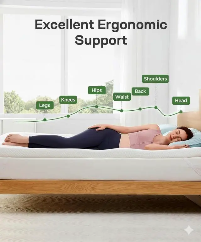 Alt view image 4 of 7 - Queen Size Memory Foam Mattress Topper, 3 Inch Cooling Gel Infused Mattress Topper with Soft Cover, CertiPUR-US and Oeko-TEX Certified, Suitable for Sofa, RV, Camping