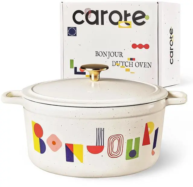 Main image of Cast Iron Dutch Oven Pot with Lid, Enameled Dutch Ovens with Gift Box, Versatile Heavy-Duty Cookware for Sourdough Bread Baking, Braising, Stews, Roasting, Healthy & Non-Toxic, All Stovetop Compatible