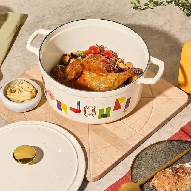 Alt view image 3 of 7 - Cast Iron Dutch Oven Pot with Lid, Enameled Dutch Ovens with Gift Box, Versatile Heavy-Duty Cookware for Sourdough Bread Baking, Braising, Stews, Roasting, Healthy & Non-Toxic, All Stovetop Compatible
