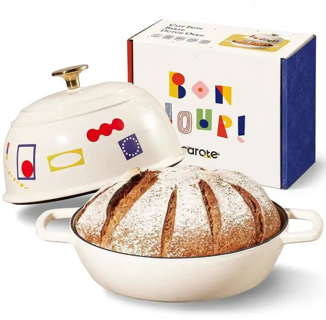Main image of Cast Iron Dutch Oven Pot with Lid, Enameled Dutch Ovens with Gift Box, Versatile Heavy-Duty Cookware for Sourdough Bread Baking, Braising, Stews, Roasting, Healthy & Non-Toxic, All Stovetop Compatible
