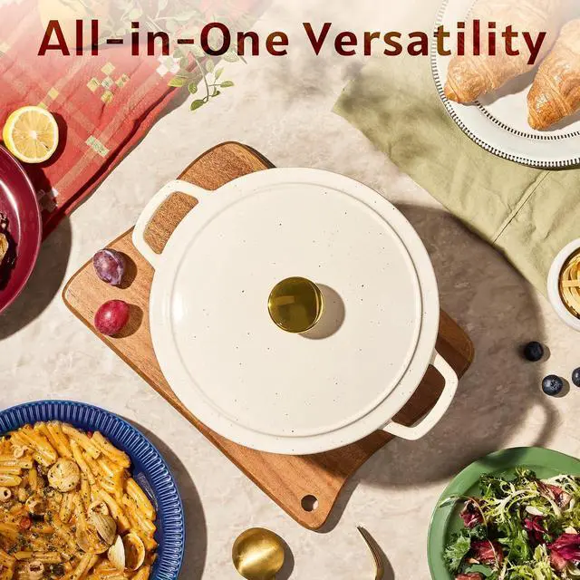 Alt view image 7 of 7 - Cast Iron Dutch Oven Pot with Lid, Enameled Dutch Ovens with Gift Box, Versatile Heavy-Duty Cookware for Sourdough Bread Baking, Braising, Stews, Roasting, Healthy & Non-Toxic, All Stovetop Compatible