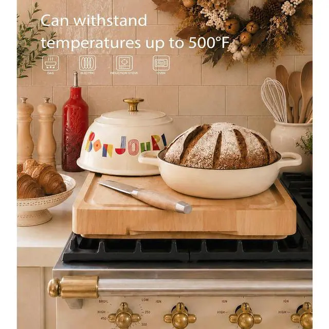 Alt view image 3 of 7 - Cast Iron Dutch Oven Pot with Lid, Enameled Dutch Ovens with Gift Box, Versatile Heavy-Duty Cookware for Sourdough Bread Baking, Braising, Stews, Roasting, Healthy & Non-Toxic, All Stovetop Compatible