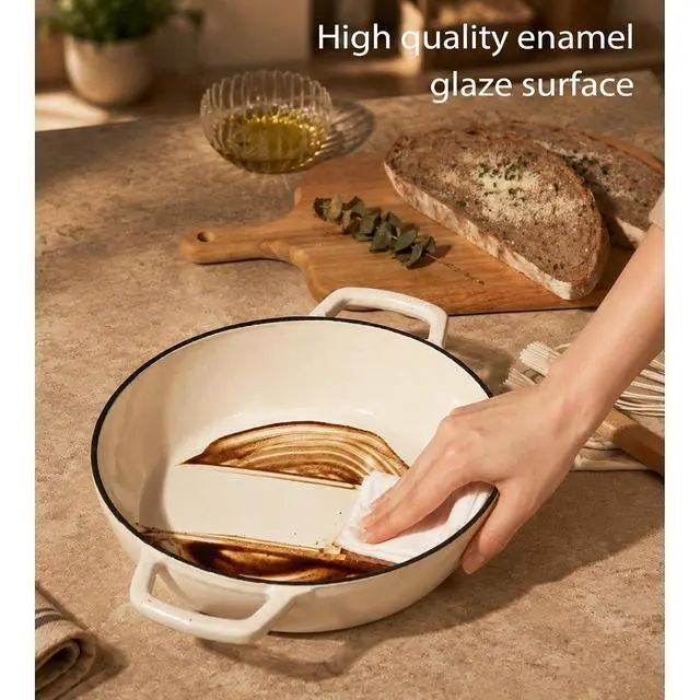 Alt view image 5 of 7 - Cast Iron Dutch Oven Pot with Lid, Enameled Dutch Ovens with Gift Box, Versatile Heavy-Duty Cookware for Sourdough Bread Baking, Braising, Stews, Roasting, Healthy & Non-Toxic, All Stovetop Compatible
