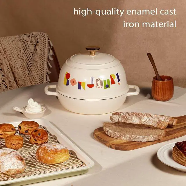 Alt view image 7 of 7 - Cast Iron Dutch Oven Pot with Lid, Enameled Dutch Ovens with Gift Box, Versatile Heavy-Duty Cookware for Sourdough Bread Baking, Braising, Stews, Roasting, Healthy & Non-Toxic, All Stovetop Compatible