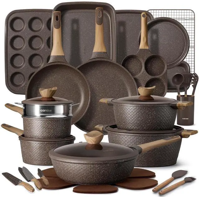Main image of 39PCS Pots and Pans Set Non Stick, Cookware Set Pots and Pans Induction Cook Ware, Nonstick Kitchen Cooking, PFOA Free, Black