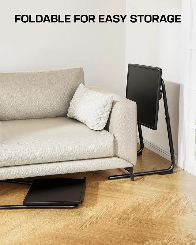 Alt view image 7 of 7 - Multifunctional TV Tray Table - 2 Packs Adjustable TV Dinner Tray Tables with 6 Height & 3 Tilt Angle, Folding TV Trays with Cup Holder for Bed & Sofa, for Eating & Reading