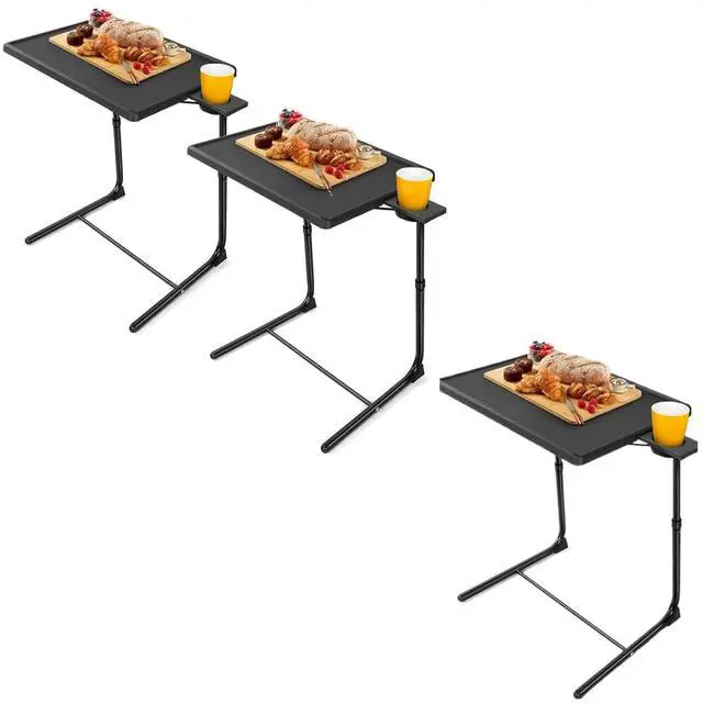 Main image of TV Tray - TV Table for Eating, Folding Table Trays with 6 Height & 3 Tilt Angle, TV Tray Table with Removable Cup Holder, Dinner Tray for Eating or Working on Couch, Bed & Office