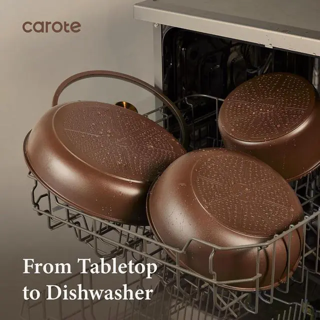 Alt view image 7 of 7 - 21pcs Pots and Pans Set, Nonstick Cookware Set Detachable Handle, Induction Kitchen Cookware Sets Non Stick with Removable Handle, RV Cookware Set, Oven Safe, Brown