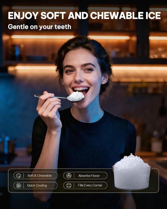 Alt view image 7 of 7 - Nugget Ice Maker Countertop with WiFi Function - 44lbs/24h Crushed Ice Machine, Front Pull-Out Water Tank & Removable Basket, Stainless Steel Finish for Home Kitchen