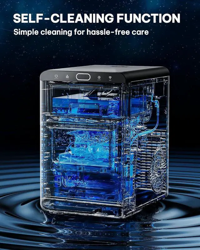 Alt view image 6 of 7 - Nugget Ice Maker Countertop with WiFi Function - 44lbs/24h Crushed Ice Machine, Front Pull-Out Water Tank & Removable Basket, Stainless Steel Finish for Home Kitchen