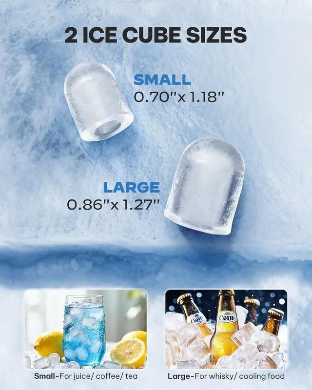 Alt view image 4 of 7 - Ice Maker Countertop, Portable Ice Machine with Carry Handle, Self-Cleaning Ice Makers with Basket and Scoop, 9 Cubes in 6 Mins, 26 lbs per Day, Ideal for Home, Kitchen, Camping, RV