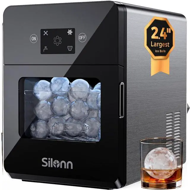 Main image of 2.4 Sphere Ice Maker Countertop, Clear Ice Ball Maker Machine with Crystal Sphere & Rapid Sphere Technology, 3 pcs in 40 Mins, 100 pcs/Day, Self-Cleaning Ice Maker Ideal for Whiskey