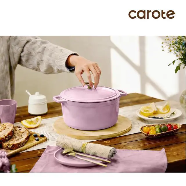 Alt view image 6 of 7 - 5QT Enameled Cast Iron Dutch Oven Pot with Lid, Heavy-Duty Dutch Ovens for Sourdough Bread Baking, Braising, Roasting, Dual Handles, Healthy & Non-Toxic, All Stovetop Compatible, Oven Safe up to 500°