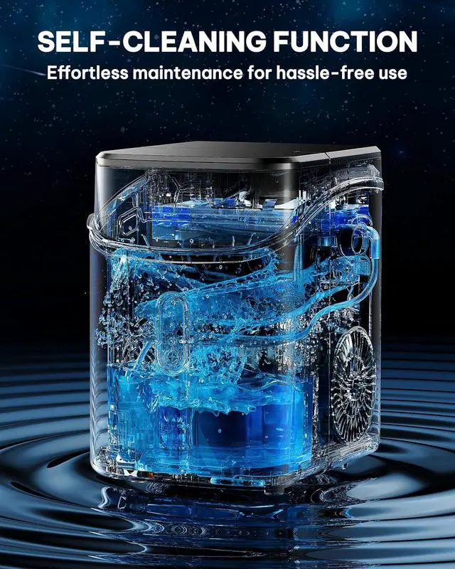 Alt view image 7 of 7 - Nugget Ice Maker Countertop, Pebble Ice Makers with Crushed Soft Chewable Ice, 33lbs Per Day with Scoop, Pellet Portable Ice Machines with Auto-Cleaning for Home, Kitchen, Office, Black