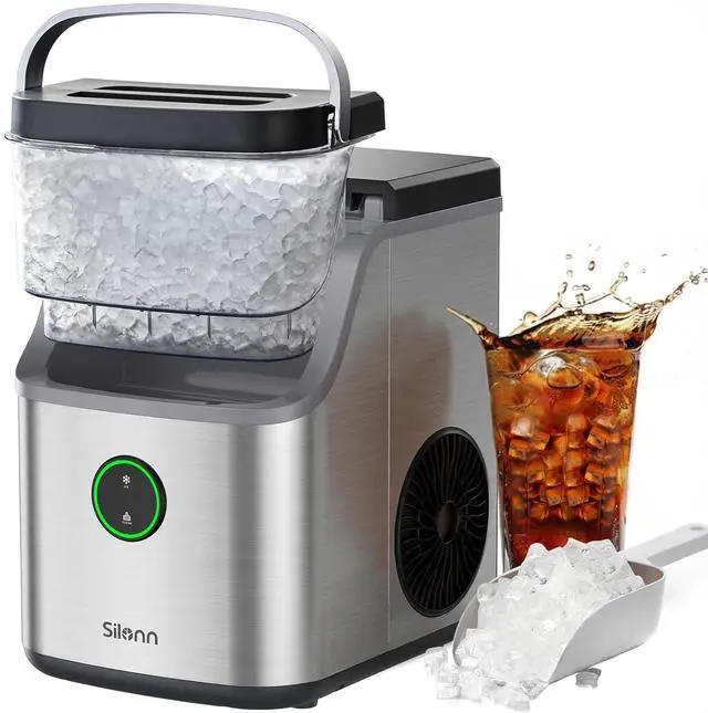 Main image of Nugget Ice Maker Countertop, Ice Basket with Handle, Quiet Operation & Self Cleaning Ice Machine, Chewable Ice, 33 lbs/24H, Portable Pellet Ice Maker with Scoop for Home, Kitchen and Office