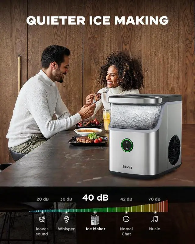 Alt view image 4 of 7 - Nugget Ice Maker Countertop, Ice Basket with Handle, Quiet Operation & Self Cleaning Ice Machine, Chewable Ice, 33 lbs/24H, Portable Pellet Ice Maker with Scoop for Home, Kitchen and Office