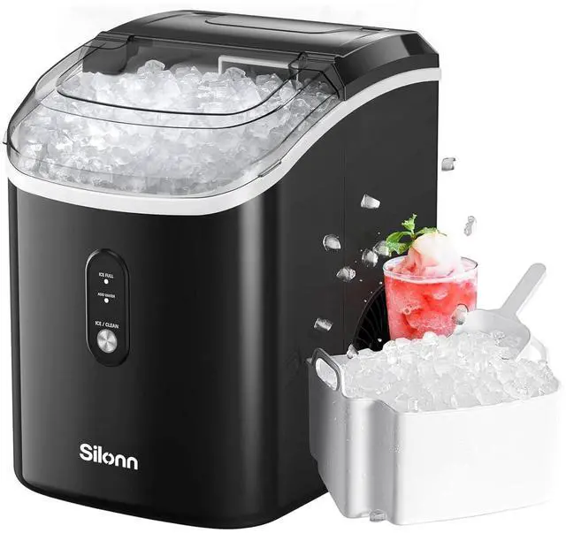 Main image of Nugget Ice Maker Countertop, Silonn Chewable Pellet Ice Machine with Self-Cleanin Function, 36lbs/24H Portable Ice Makers for Home Kitchen Officce, Black