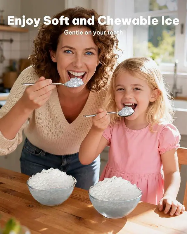 Alt view image 2 of 7 - Nugget Ice Maker Countertop, Pellet Ice Machine with Self-Cleaning Function, Sonic Ice Maker Produces 36lbs of Chewable Ice in 24 Hours, Ideal for Home Kitchen and Office (Black)