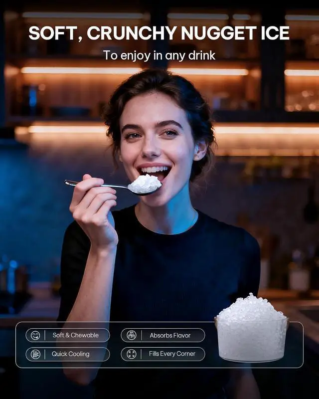 Alt view image 4 of 7 - Nugget Ice Maker Countertop with APP & Voice Control, Self Cleaning Ice Machine with 3L Large Water Tank, 40 lbs/24H Soft Chewable Ice, Portable Pebble Ice Maker for Home, Kitchen and Party