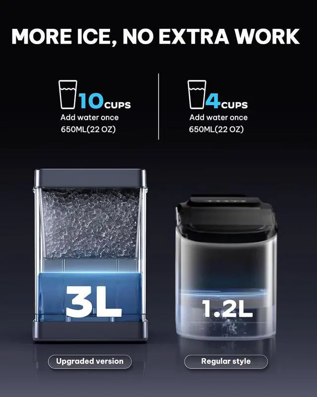 Alt view image 5 of 7 - Nugget Ice Maker Countertop with APP & Voice Control, Self Cleaning Ice Machine with 3L Large Water Tank, 40 lbs/24H Soft Chewable Ice, Portable Pebble Ice Maker for Home, Kitchen and Party