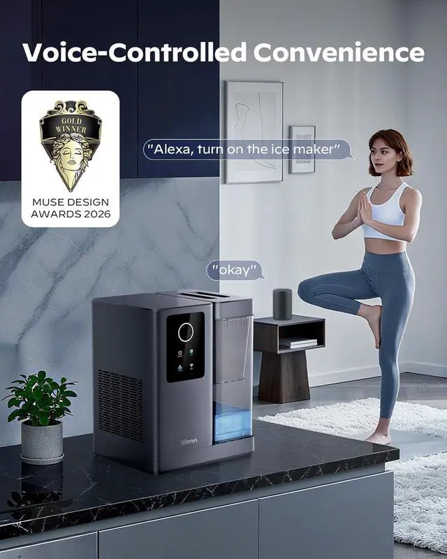 Alt view image 7 of 7 - Nugget Ice Maker Countertop with APP & Voice Control, Self Cleaning Ice Machine with 3L Large Water Tank, 40 lbs/24H Soft Chewable Ice, Portable Pebble Ice Maker for Home, Kitchen and Party