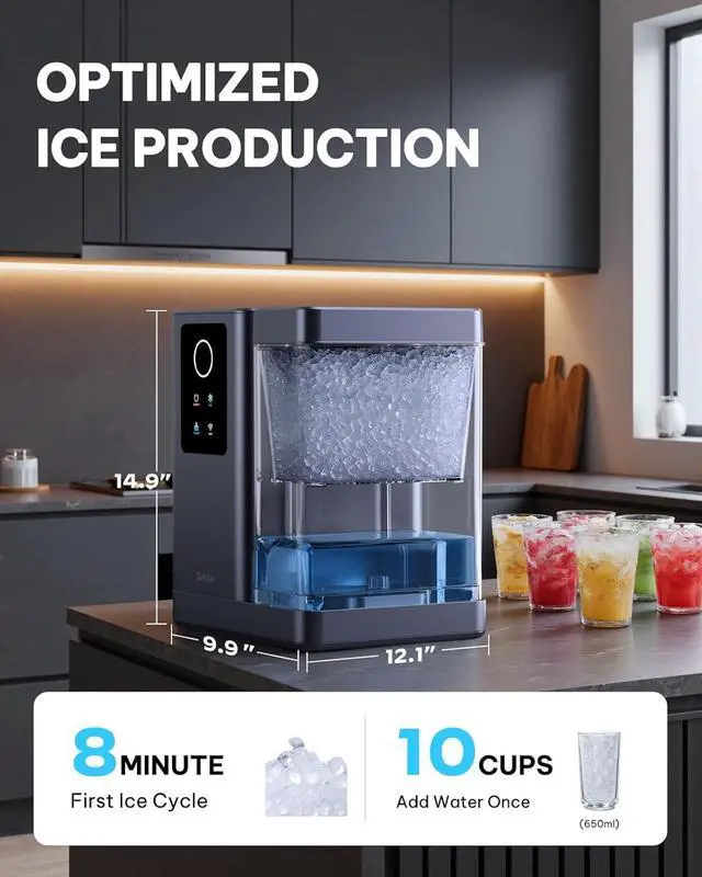 Alt view image 3 of 7 - Nugget Ice Maker Countertop with APP & Voice Control, Self Cleaning Ice Machine with 3L Large Water Tank, 40 lbs/24H Soft Chewable Ice, Portable Pebble Ice Maker for Home, Kitchen and Party