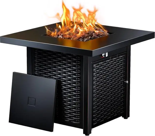 Main image of 32 Inch Propane Fire Pit, CSA-Listed Outdoor Gas Fire Pits 50,000 BTU Steel Fire Pit Table with Lid, Add Warmth and Ambience to Gatherings and Parties On Patio Deck Garden, Black,CIFPT4B