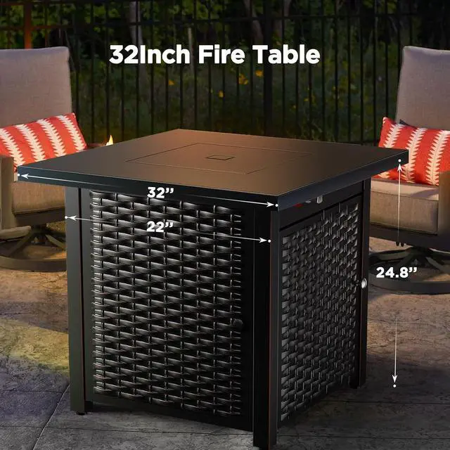 Alt view image 6 of 6 - 32 Inch Propane Fire Pit, CSA-Listed Outdoor Gas Fire Pits 50,000 BTU Steel Fire Pit Table with Lid, Add Warmth and Ambience to Gatherings and Parties On Patio Deck Garden, Black,CIFPT4B