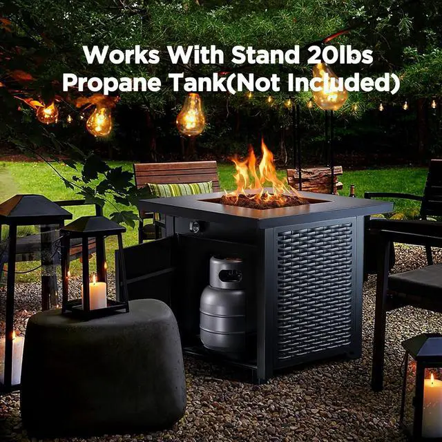 Alt view image 5 of 6 - 32 Inch Propane Fire Pit, CSA-Listed Outdoor Gas Fire Pits 50,000 BTU Steel Fire Pit Table with Lid, Add Warmth and Ambience to Gatherings and Parties On Patio Deck Garden, Black,CIFPT4B