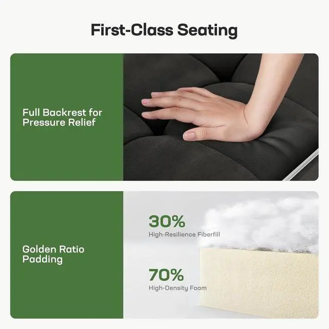 Alt view image 5 of 6 - 3-in-1 Convertible Futon Sleeper Sofa Bed, Pull Out Couch with Adjustable Backrest, USB Charging & Side Pockets, Velvet Fabric Sofa for Living Room, Apartment, Loveseat, Black