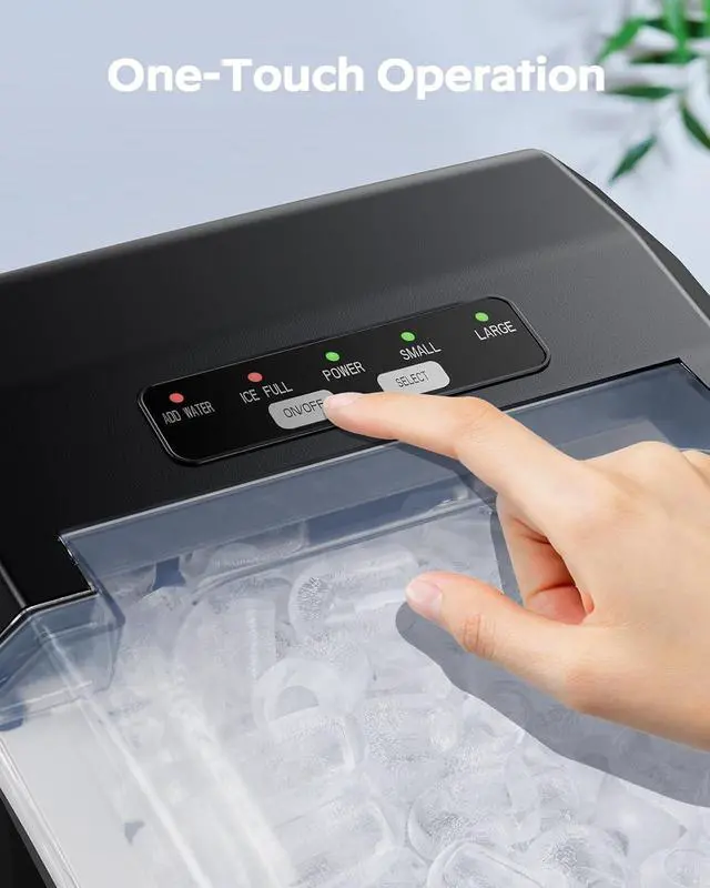 Alt view image 4 of 7 - Ice Maker Countertop, 9 Cubes Ready in 6 Mins, 26 lbs per Day, Ice Machine with 2 Ice Sizes and Self-Cleaning, Portable Ice Maker with Handle for Home, Kitchen, Camping, RV, Office, Black
