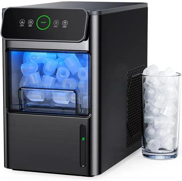 Main image of Portable Countertop Ice Maker - 20lbs of Bullet Ice per Day, Makes Ice in 6 Minutes, Stainless Steel with Visible Water Level Window, Ideal for Kitchen, Office, and Camping