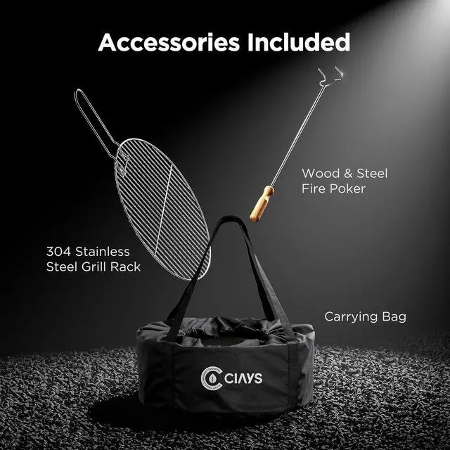 Alt view image 6 of 7 - Smokeless Firepit, 19 Inch Fire Pit for Camping with Patented Technology, Portable Fire Pit for Outside with Steel Grill Rack, Fire Poker, and Bag, Easy Setup and Storage, Wood Burning